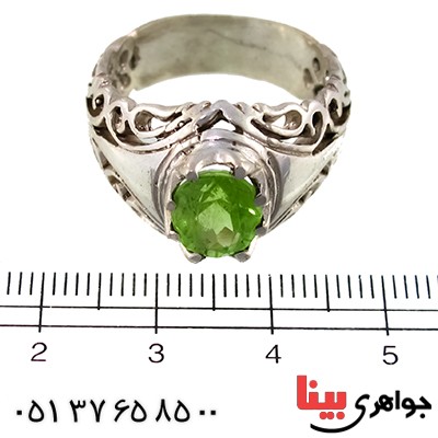 انگشتر زبرجد مرغوب و شفاف مردانه درشت شبکه ای _کد:1327