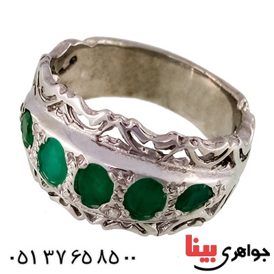 انگشتر زمرد عالی مردانه درشت پنج نگین _کد:1333