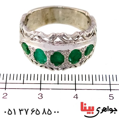 انگشتر زمرد عالی مردانه درشت پنج نگین _کد:1333