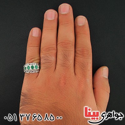انگشتر زمرد عالی مردانه درشت پنج نگین _کد:1333