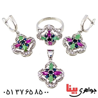 سرویس چند جواهر یاقوت و زمرد زنانه مدل آرسیما _کد:1332
