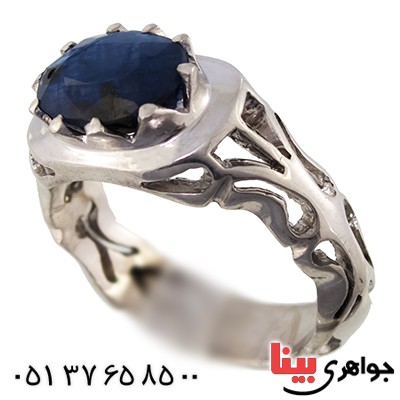 انگشتر یاقوت کبود آفریقایی عالی مردانه شبکه ای _کد:9522