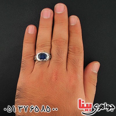 انگشتر یاقوت کبود آفریقایی عالی مردانه شبکه ای _کد:9522