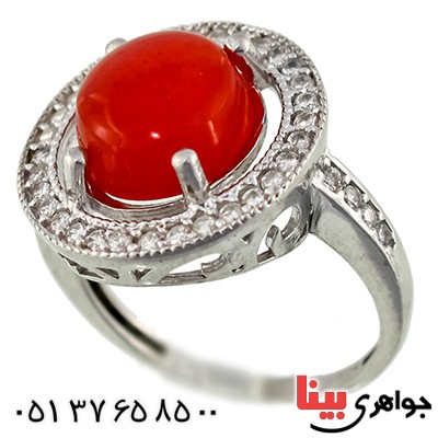 انگشتر عقیق قرمز زنانه با نقش ستاره باران _کد:9528