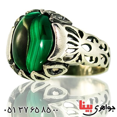 انگشتر مالاکیت عالی مردانه درشت اسلیمی سنتی _کد:9531