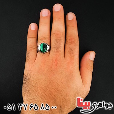 انگشتر مالاکیت عالی مردانه درشت اسلیمی سنتی _کد:9531
