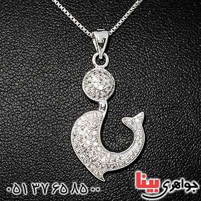 گردنبند نقره میکروستینگ درجه یک زنانه مدل دلفین _کد:9545