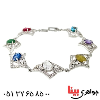 دستبند چند جواهر درجه یک زنانه درشت رادیوم لوکس مدل لوزی باشکوه _کد:1348