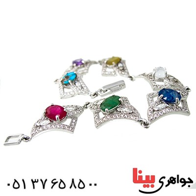 دستبند چند جواهر درجه یک زنانه درشت رادیوم لوکس مدل لوزی باشکوه _کد:1348