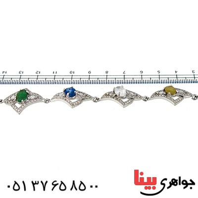 دستبند چند جواهر درجه یک زنانه درشت رادیوم لوکس مدل لوزی باشکوه _کد:1348