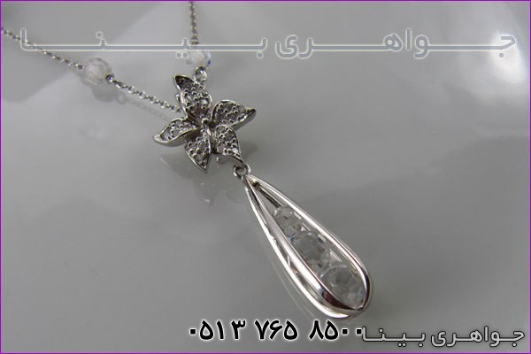سینه ریز نقره اشک و گل