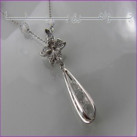 سینه ریز نقره اشک و گل