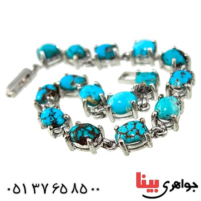 دستبند فیروزه نیشابوری درجه یک زنانه درشت رادیوم لوکس مجلسی _کد:1350