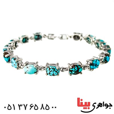 دستبند فیروزه نیشابوری درجه یک زنانه درشت رادیوم لوکس مجلسی _کد:1350