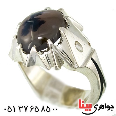 انگشتر عقیق شجری عالی درشت مردانه کلاسیک _کد:1355