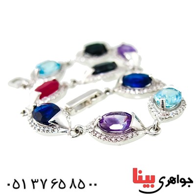 دستبند چند جواهر درجه یک زنانه درشت رادیوم لوکس باشکوه _کد:1357