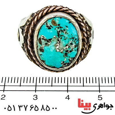 انگشتر فیروزه نیشابوری شجری مردانه سنتی با دعای رزق و روزی _کد:9556