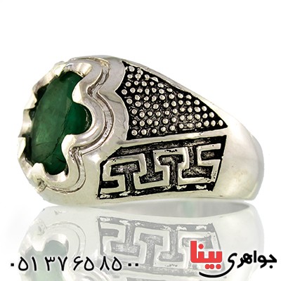 انگشتر زمرد مردانه درشت مدل ترکیبی رادیوم لوکس _کد:9557