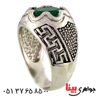 انگشتر زمرد مردانه درشت مدل ترکیبی رادیوم لوکس _کد:9557