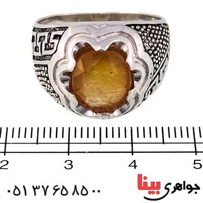 انگشتر یاقوت زرد مردانه درشت مدل ترکیبی لوکس _کد:9562