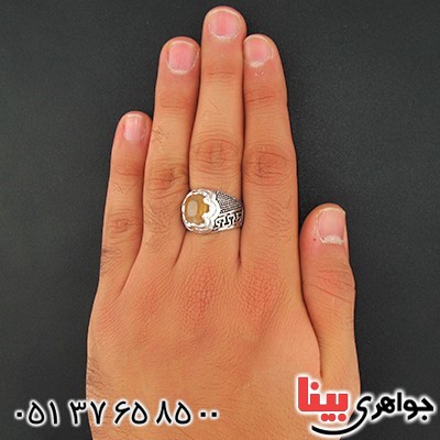 انگشتر یاقوت زرد مردانه درشت مدل ترکیبی لوکس _کد:9562