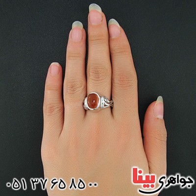 انگشتر عقیق یمنی  لوکس شبکه ای _کد:9564