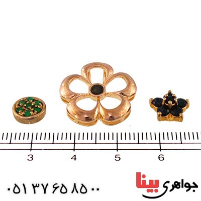 گردنبند چند جواهر یاقوت و زمرد زنانه مانی مدل گل و ستاره _کد:9583