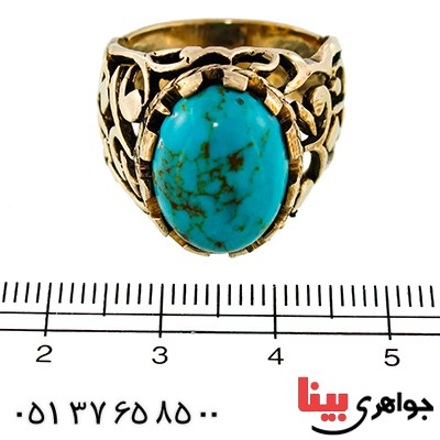 انگشتر فیروزه تایلندی مردانه درشت یا علی مدد _کد:9585