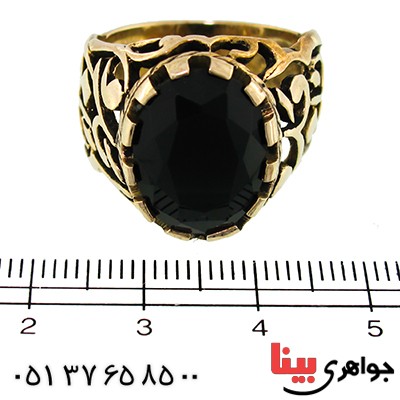 انگشتر عقیق سیاه (اونیکس) مردانه درشت یا علی مدد _کد:9586