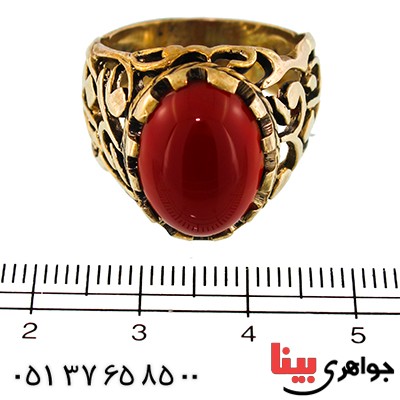 انگشتر عقیق قرمز مردانه درشت یا علی مدد _کد:9588
