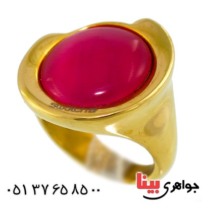انگشتر سنگ ماه (مون استون) زنانه swatch سوئیسی طلایی سایز58 _کد:9590