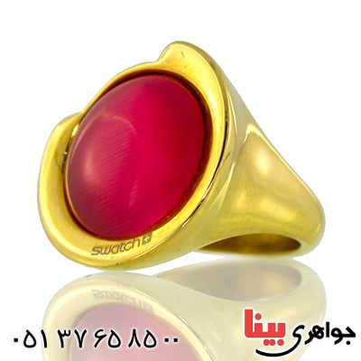 انگشتر سنگ ماه (مون استون) زنانه swatch سوئیسی طلایی سایز58 _کد:9590
