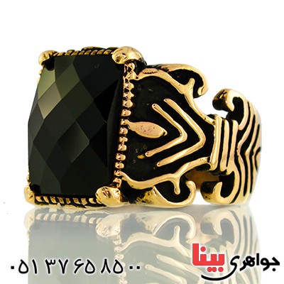 انگشتر عقیق سیاه (اونیکس) مردانه مدل جوان _کد:9596