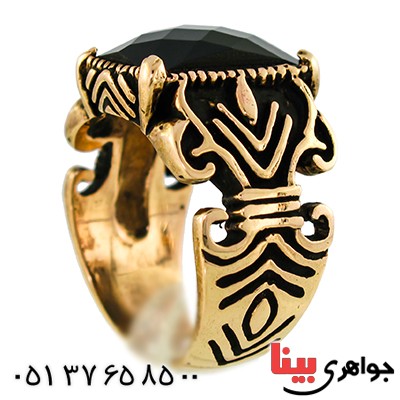 انگشتر عقیق سیاه (اونیکس) مردانه مدل جوان _کد:9596