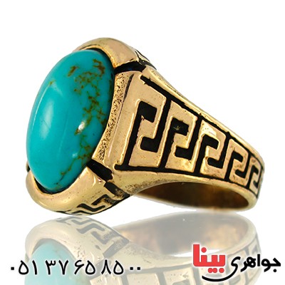 انگشتر فیروزه تایلندی مردانه مدل ورساچی _کد:9599