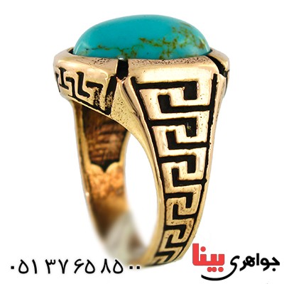 انگشتر فیروزه تایلندی مردانه مدل ورساچی _کد:9599