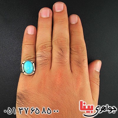 انگشتر فیروزه تایلندی مردانه مدل ورساچی _کد:9599