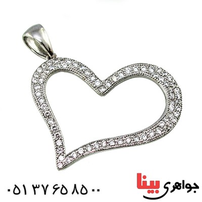 گردنبند نقره نگین سوارسکی رادیوم لوکس مدل قلب درشت _کد:9600
