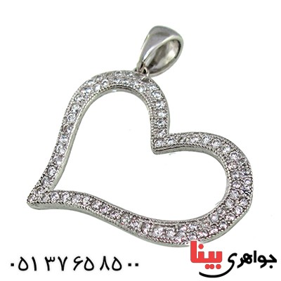گردنبند نقره نگین سوارسکی رادیوم لوکس مدل قلب درشت _کد:9600
