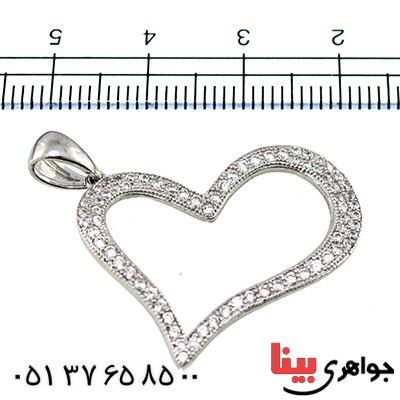 گردنبند نقره نگین سوارسکی رادیوم لوکس مدل قلب درشت _کد:9600