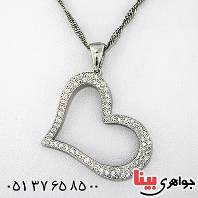 گردنبند نقره نگین سوارسکی رادیوم لوکس مدل قلب درشت _کد:9600