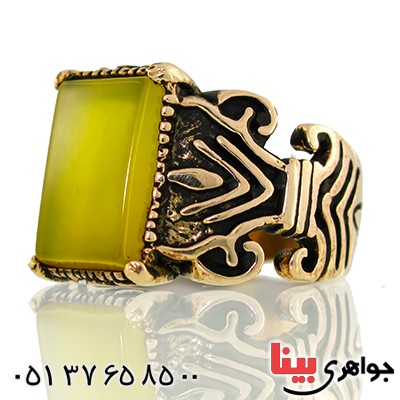 انگشتر عقیق زرد مردانه مدل جوان _کد:9603