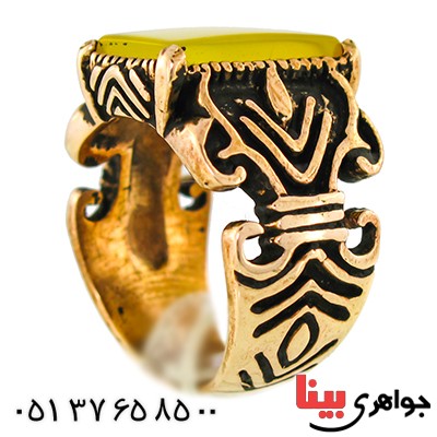 انگشتر عقیق زرد مردانه مدل جوان _کد:9603
