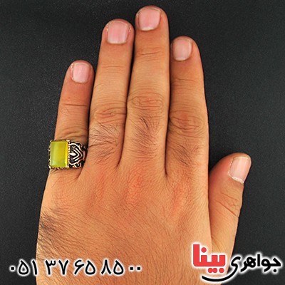 انگشتر عقیق زرد مردانه مدل جوان _کد:9603