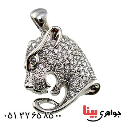 گردنبند نقره میکروستینگ نگین سوارسکی رودیوم لوکس مدل جگوار _کد:9605