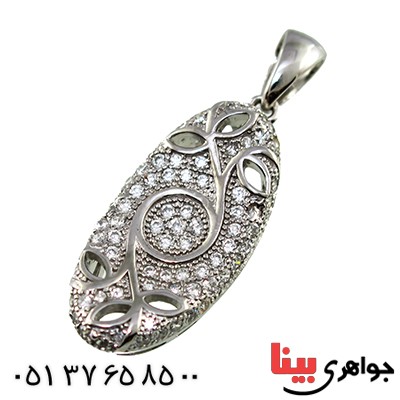 گردنبند نقره میکروستینگ نگین سوارسکی درشت رادیوم لوکس _کد:9608