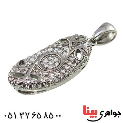 گردنبند نقره میکروستینگ نگین سوارسکی درشت رادیوم لوکس _کد:9608