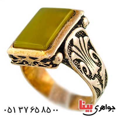 انگشتر عقیق زرد مردانه مدل فرهنگ _کد:9609