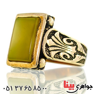 انگشتر عقیق زرد مردانه مدل فرهنگ _کد:9609