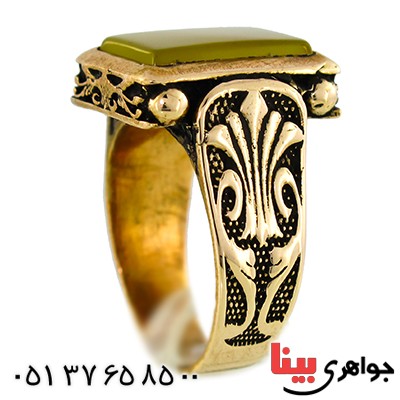 انگشتر عقیق زرد مردانه مدل فرهنگ _کد:9609
